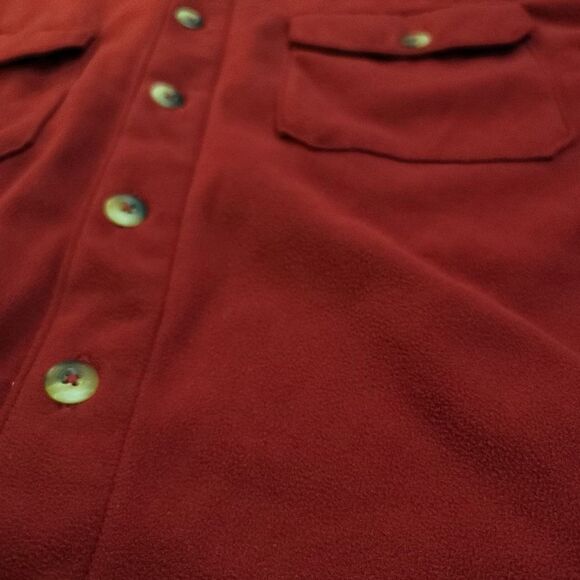 Vintage 80s High Sierra men's red fleece button-up thick flannel, soft size L - Picture 3 of 11